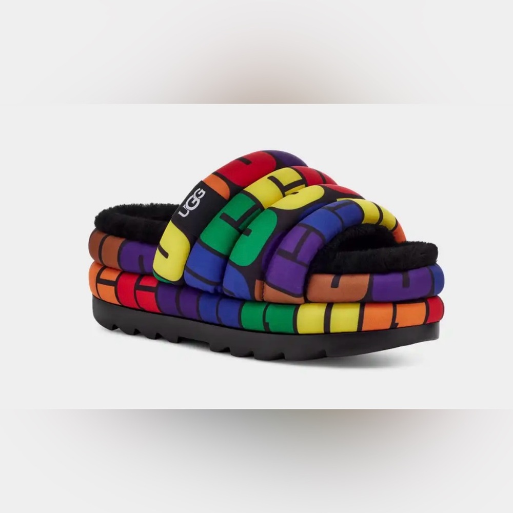 COPY - COPY - UGG MAXI PRIDE SLIDE RAINBOW LOGO SLIP ON PUFF SANDALS US/ 7 - Picture 5 of 6